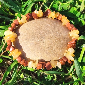 Homokkő - méz kalcit ásványkarkötő, Ékszer, Karkötő, Ásványkarkötő, Ékszerkészítés, MESKA
