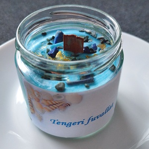 Tengeri fuvallat - szójagyertya lapis lazuli ásvánnyal, Otthon & Életmód, Gyertya, illat, aroma, Gyertya, Gyertya-, mécseskészítés, MESKA