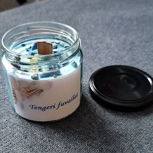 Tengeri fuvallat - szójagyertya lapis lazuli ásvánnyal - otthon & életmód - gyertya, illat, aroma - gyertya - Meska.hu