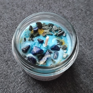 Tengerparti hangulat- szójagyertya lapis lazuli ásvánnyal - otthon & életmód - gyertya, illat, aroma - gyertya - Meska.hu