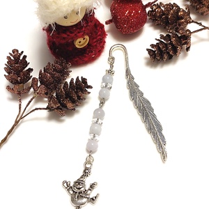 Hóember könyvjelző akvamarin és hegyikristály ásványokkal - könyv & zene - könyvjelző - Meska.hu