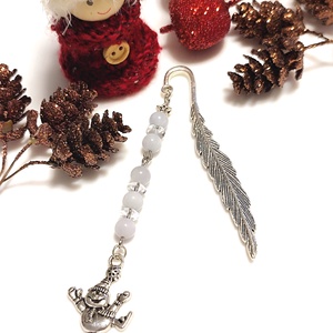 Hóember könyvjelző akvamarin és hegyikristály ásványokkal - könyv & zene - könyvjelző - Meska.hu