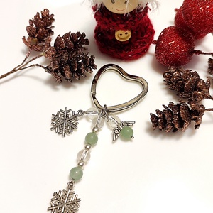 Hópehely kulcstartó - zöld, angyalkás, Táska & Tok, Kulcstartó & Táskadísz, Kulcstartó, Ékszerkészítés, MESKA