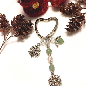 Hópehely kulcstartó - zöld, angyalkás - táska & tok - kulcstartó & táskadísz - kulcstartó - Meska.hu