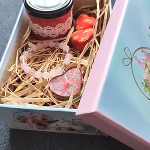 Ajándék box - szójagyertya + ásványkarkötő csomag - otthon & életmód - gyertya, illat, aroma - gyertya - Meska.hu