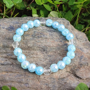 Kék aura hegyikristály ásványkarkötő - ékszer - karkötő - ásványkarkötő - Meska.hu