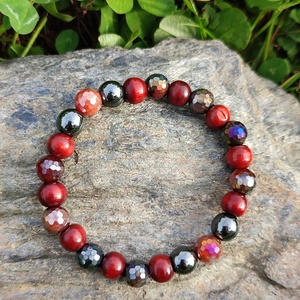 Rózsafa - aura achát - hematit ásvány karkötő - ékszer - karkötő - ásványkarkötő - Meska.hu