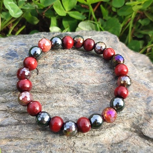 Rózsafa - aura achát - hematit ásvány karkötő, Ékszer, Karkötő, Ásványkarkötő, Ékszerkészítés, MESKA