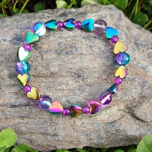 Hematit szív ásványkarkötő, Ékszer, Karkötő, Ásványkarkötő, Ékszerkészítés, MESKA