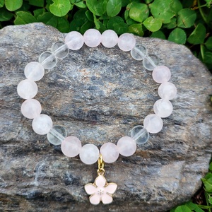 Rózsakvarc - hegyikristály ásványkarkötő - ékszer - karkötő - ásványkarkötő - Meska.hu