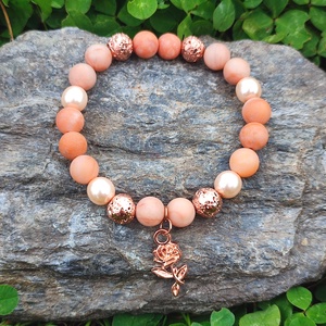 Barack aventurin - rosegold lávakő ásványkarkötő - ékszer - karkötő - ásványkarkötő - Meska.hu