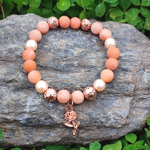 Barack aventurin - rosegold lávakő ásványkarkötő - Meska.hu