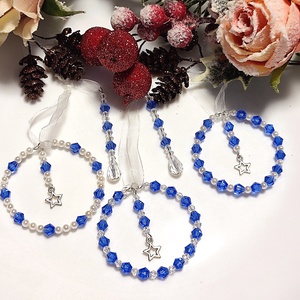 Karácsonyi díszek - kék, 5 db gyöngy karácsonyfadísz - karácsony - karácsonyi lakásdekoráció - karácsonyfadíszek - Meska.hu