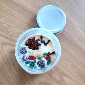 Karácsonyi illatgyertya ásványokkal - karácsony - karácsonyi lakásdekoráció - karácsonyi illatgyertya, mécses - Meska.hu