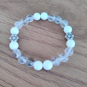 Hegyikristály - kagylóhéj gyöngy ásványkarkötő  - ékszer - karkötő - ásványkarkötő - Meska.hu