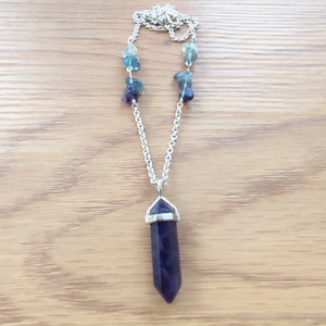 Ásvány nyaklánc fluorit ásvány csúcs medállal - ékszer - nyaklánc - medálos nyaklánc - Meska.hu