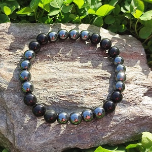 Hematit - obszidián ásvány karkötő férfiaknak, férfi ásványkarkötő - ékszer - karkötő - gyöngyös karkötő - Meska.hu