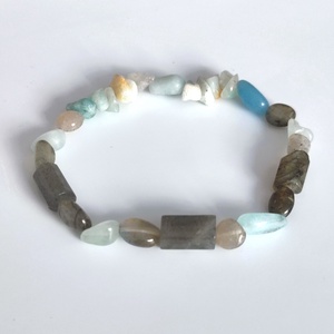 Labradorit - akvamarin - amazonit ásványkarkötő, Ékszer, Karkötő, Ásványkarkötő, Ékszerkészítés, MESKA