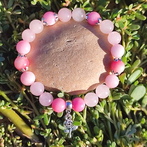 Rózsakvarc - jáde ásványkarkötő, Ékszer, Karkötő, Karkötő medállal, , MESKA
