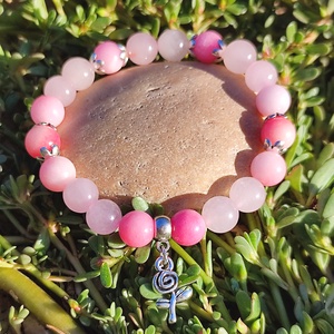 Rózsakvarc - jáde ásványkarkötő - ékszer - karkötő - karkötő medállal - Meska.hu