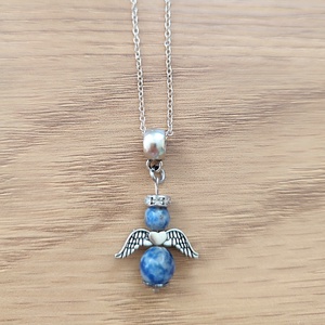 Szodalit angyalka ásvány nyaklánc, féldrágakő szodalit angyal medállal, Ékszer, Nyaklánc, Medálos nyaklánc, , MESKA