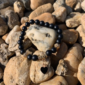 Védelem-Erő-Logika Ónix Női Ásványkarkötő, Ékszer, Karkötő, Karkötő medállal, Ékszerkészítés, MESKA