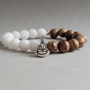 Nevető Buddha Ásvány karkötő - ékszer - karkötő - karkötő medállal - Meska.hu