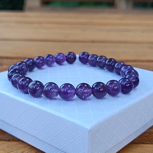 Brazil Ametiszt Ásvány Karkötő, Ékszer, Karkötő, Ásványkarkötő, Gyöngyfűzés, gyöngyhímzés, MESKA