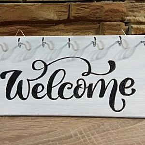 Welcome felül akasztós kulcstartó  - otthon & életmód - dekoráció - fali és függő dekoráció - fali kulcstartó - Meska.hu