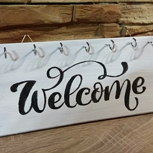 Welcome felül akasztós kulcstartó  - otthon & életmód - dekoráció - fali és függő dekoráció - fali kulcstartó - Meska.hu
