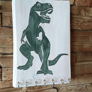 Dínós fali akasztós tároló , Otthon & Életmód, Tárolás & Rendszerezés, Fali tároló, Famegmunkálás, Gravírozás, pirográfia, MESKA