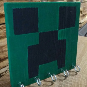 Minecraft fali akasztós tároló , Otthon & Életmód, Tárolás & Rendszerezés, Fali tároló, Famegmunkálás, Gravírozás, pirográfia, MESKA
