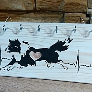 Border collie kézműves fali kulcstartó  - otthon & életmód - dekoráció - fali és függő dekoráció - fali kulcstartó - Meska.hu