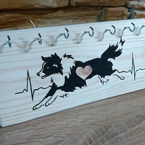 Border collie kézműves fali kulcstartó  - otthon & életmód - dekoráció - fali és függő dekoráció - fali kulcstartó - Meska.hu