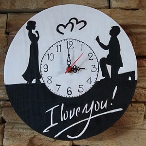 I love you kézműves fa falióra  - Meska.hu