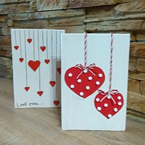 Valentin napi szívecskés fatábla szett, Otthon & Életmód, Dekoráció, Kép & Falikép, Fából készült kép, Gravírozás, pirográfia, Famegmunkálás, MESKA
