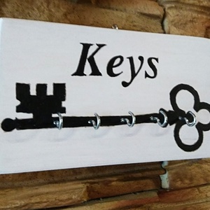 Keys,kulcsos fali akasztós tároló , Otthon & Életmód, Dekoráció, Fali és függő dekoráció, Fali kulcstartó, Famegmunkálás, Gravírozás, pirográfia, MESKA