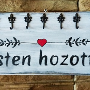 Isten hozott fali kulcstartó vintage stílusban. - otthon & életmód - dekoráció - fali és függő dekoráció - fali kulcstartó - Meska.hu