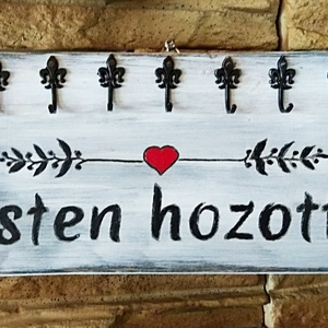 Isten hozott fali kulcstartó vintage stílusban. - otthon & életmód - dekoráció - fali és függő dekoráció - fali kulcstartó - Meska.hu