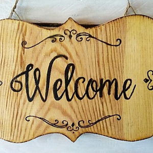 Welcome üdvözlő tábla  - otthon & életmód - ház & kert - isten hozott tábla - Meska.hu