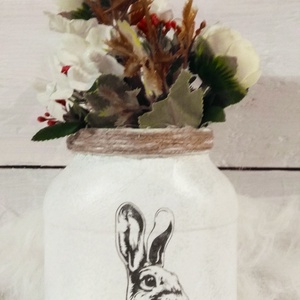 Húsvéti nyuszis üveg virág tartó - otthon & életmód - dekoráció - Meska.hu