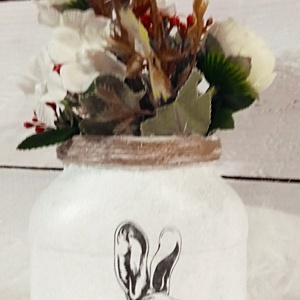 Húsvéti nyuszis üveg virág tartó - otthon & életmód - dekoráció - Meska.hu