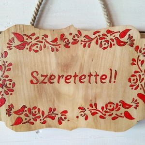 Népi motívumokkal díszített öreg nyárfa tábla  - otthon & életmód - dekoráció - kép & falikép - 3d képek - Meska.hu