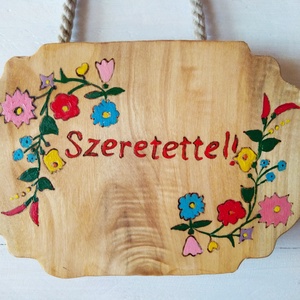 Öreg nyárfa Szeretettel fatábla virág mintával. - otthon & életmód - dekoráció - kép & falikép - mozaik kép - Meska.hu