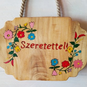Öreg nyárfa Szeretettel fatábla virág mintával. - otthon & életmód - dekoráció - kép & falikép - mozaik kép - Meska.hu