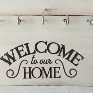 Welcome home fali kulcstartó vintage stílusban  - otthon & életmód - dekoráció - fali és függő dekoráció - fali kulcstartó - Meska.hu