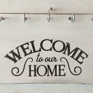 Welcome home fali kulcstartó vintage stílusban  - otthon & életmód - dekoráció - fali és függő dekoráció - fali kulcstartó - Meska.hu