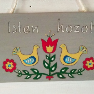 Szürke, galambos Isten hozott üdvözlő tábla , Otthon & Életmód, Ház & Kert, Isten hozott tábla, Famegmunkálás, Gravírozás, pirográfia, MESKA