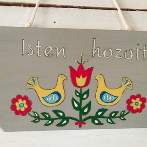 Szürke, galambos Isten hozott üdvözlő tábla  - otthon & életmód - ház & kert - isten hozott tábla - Meska.hu