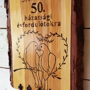 Vörösfenyő kulcstartó házassági évforduló alkalmából  - otthon & életmód - dekoráció - fali és függő dekoráció - fali kulcstartó - Meska.hu